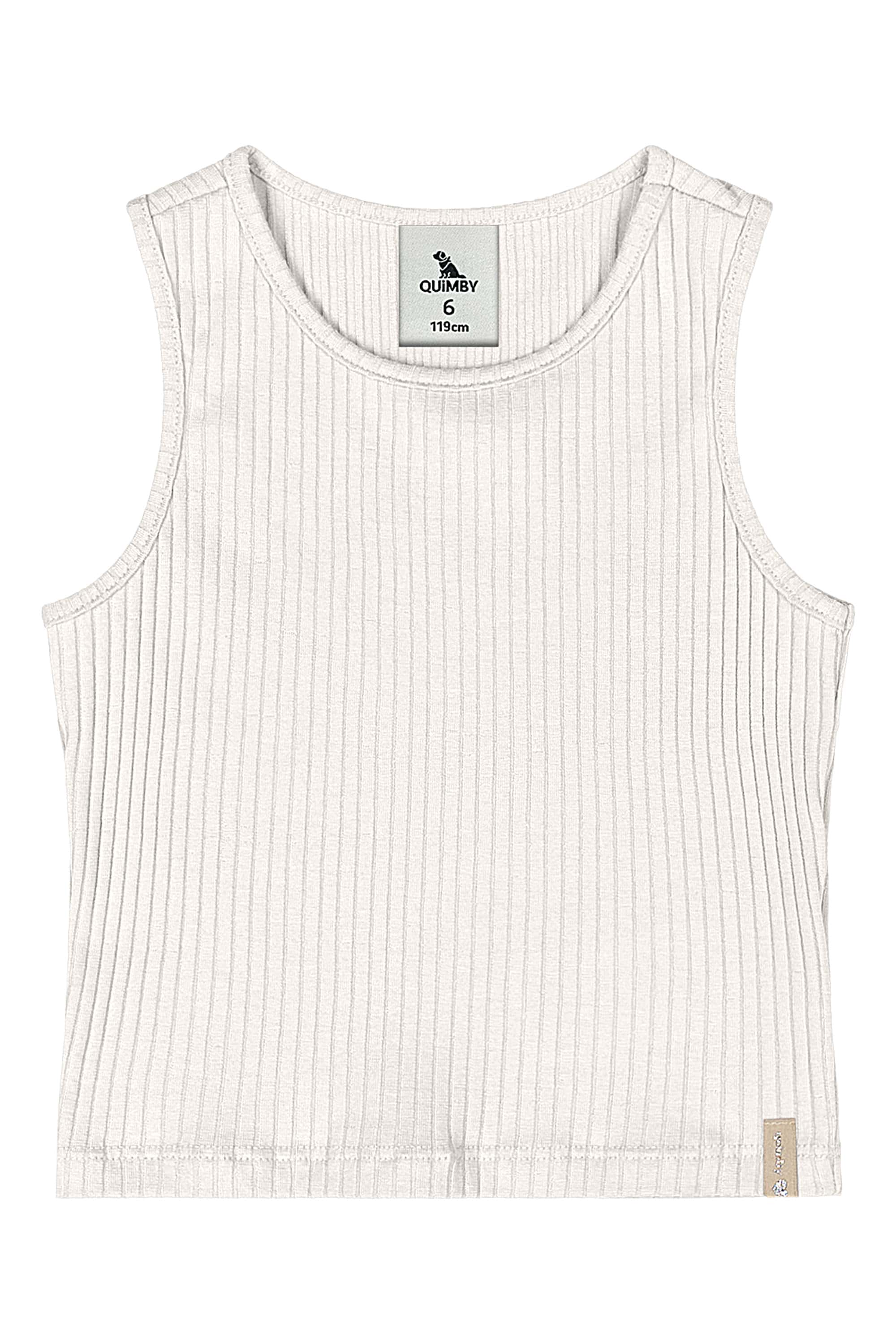 Cropped em Ribana Canelada para Menina (Off White) Quimby