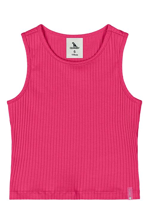 Cropped em Ribana Canelada para Menina (Rosa Pink) Quimby