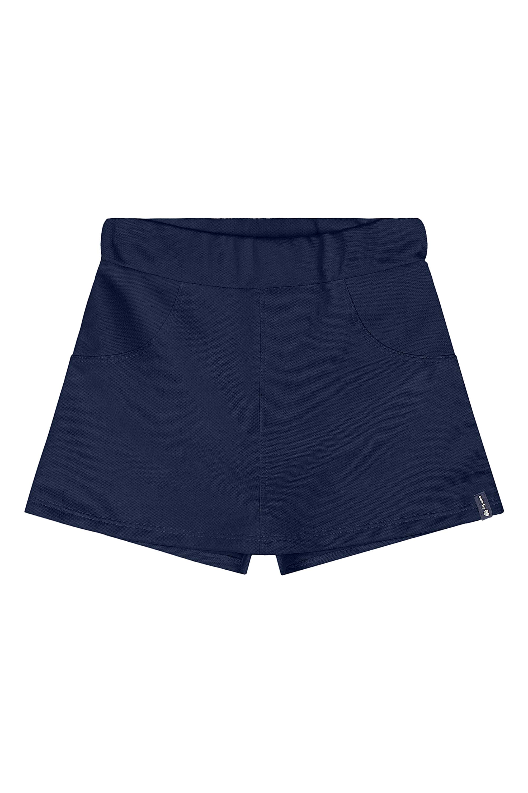 Short-Saia em Moletom Infantil Feminino (Azul Marinho) Quimby