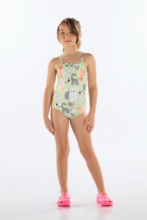 Maiô Infantil em Poliéster Estampado UV FPS +50 (Verde) Quimby