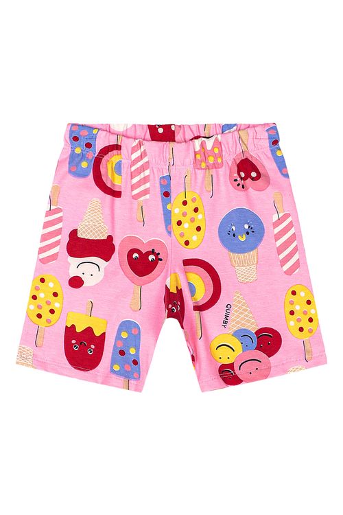 Bermuda Ciclista Estampada Infantil em Cotton (Rosa) Quimby