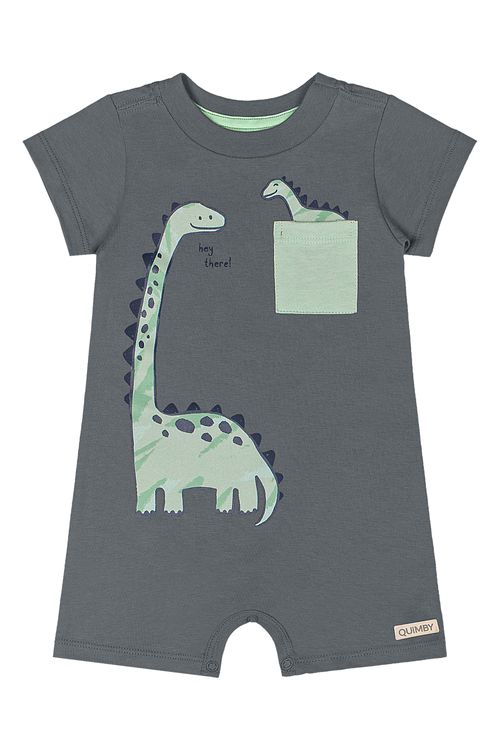 Macaquinho Dino para Bebê Menino (Cinza Escuro) Quimby