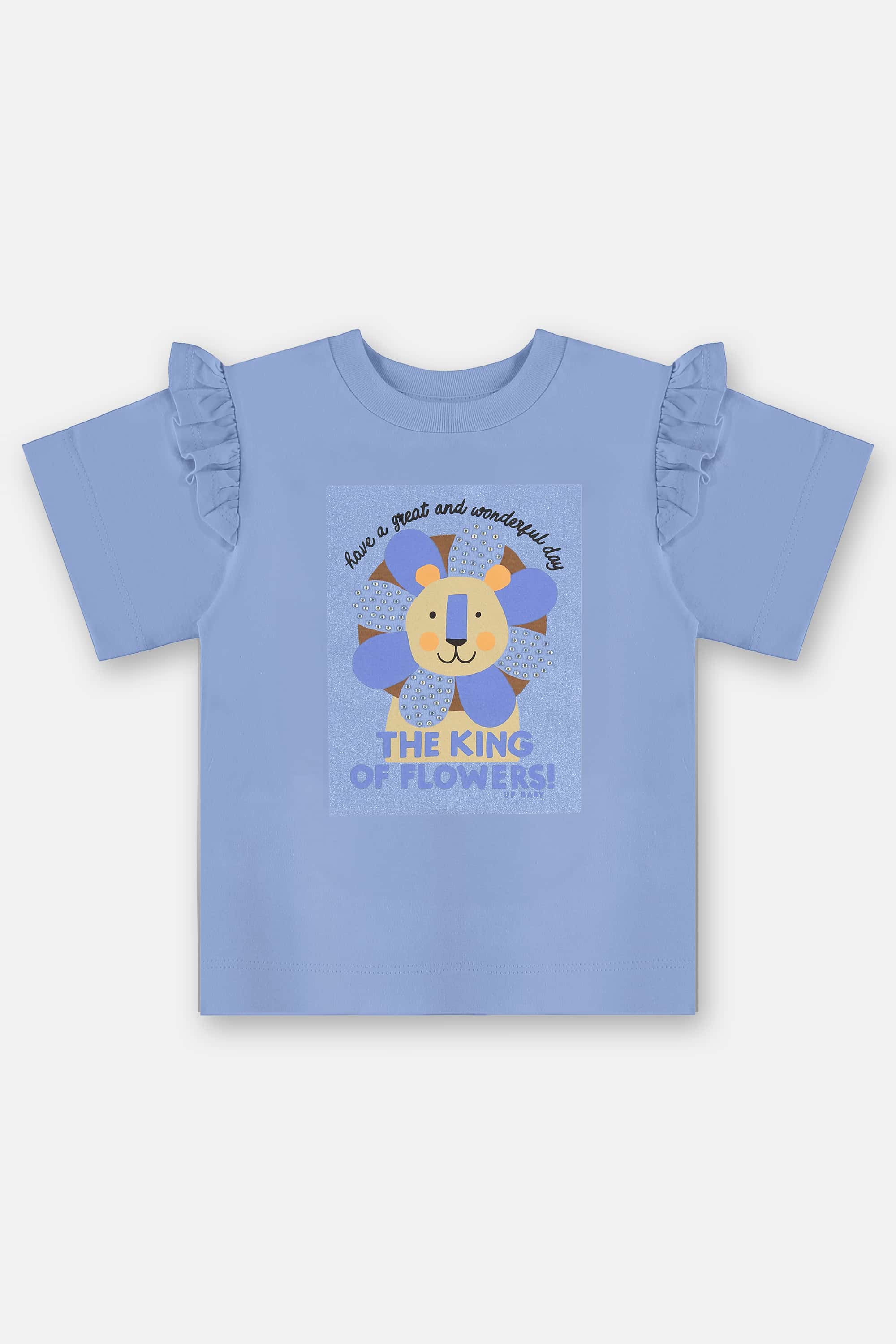 Blusa Infantil Feminina em Algodão com Strass (Azul) Up Baby