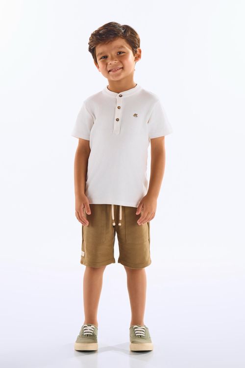 Conjunto com Camiseta e Bermuda Infantil Masculino (Off White) Up Baby