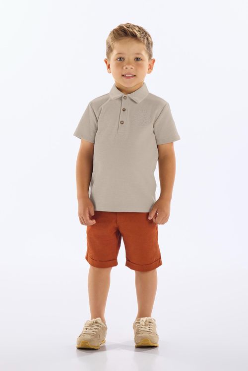 Camisa Polo Infantil Masculino em Algodão Texturizado (Cinza) Up Baby