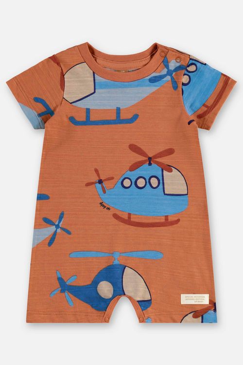 Macaquinho Estampado para Bebê Menino (Marrom) Up Baby