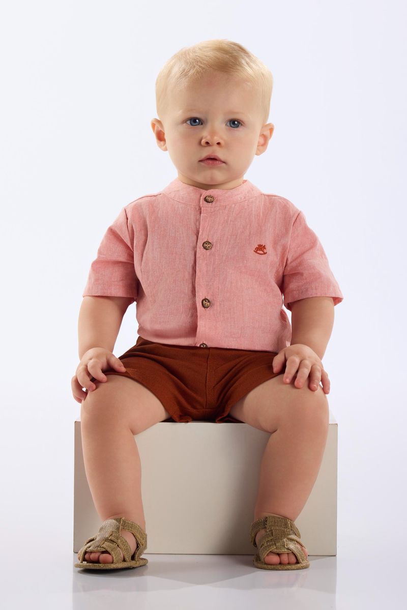 body-camisa-em-algodao-com-linho-para-bebe-menino-laranja-up-baby