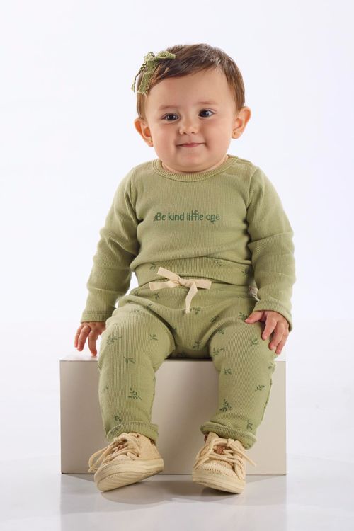 Conjunto Nature com Body e Calça Unissex para Bebê (Verde) Up Baby