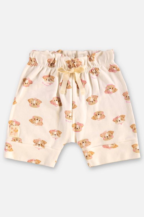 Short Estampado em Suedine para Bebê Menina (Off White) Up Baby