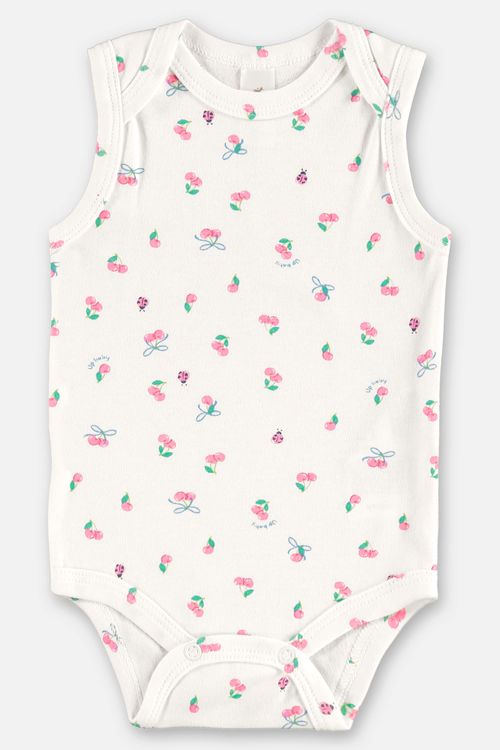 Body Regata Estampado em Suedine para Bebê Menina (Off White) Up Baby