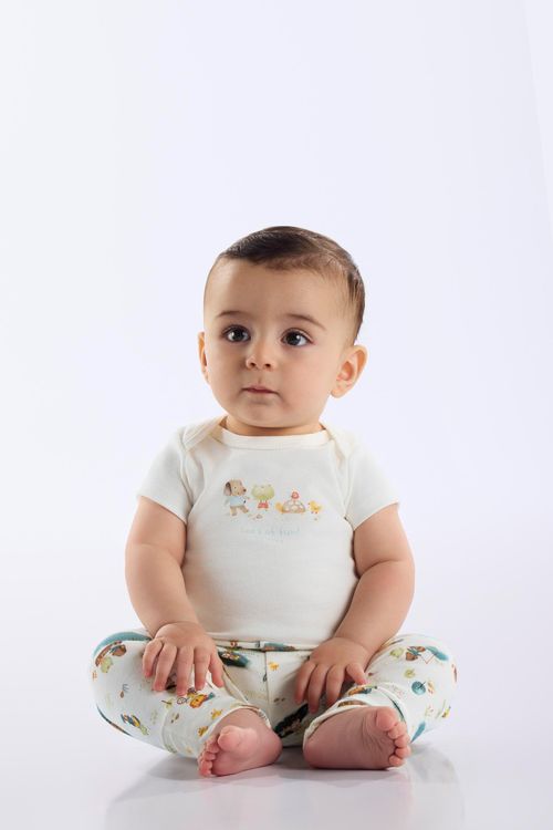 Body para Bebê Menino em Suedine Essentials (Off White) Up Baby
