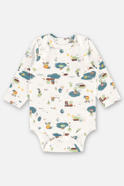 Body Manga Longa em Suedine Essentials para Bebê Menino (Bege) Up Baby
