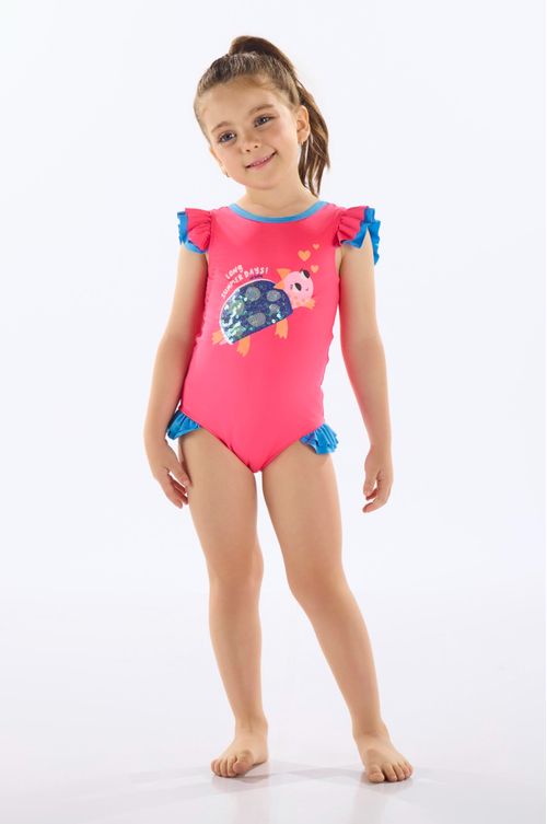 Maiô Infantil em Poliéster e Elastano FPS +50 (Rosa) Up Baby