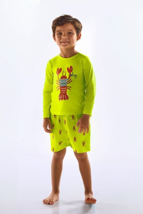 Conjunto Camiseta FPS +50 e Short Infantil Masculino (Amarelo) Up Baby