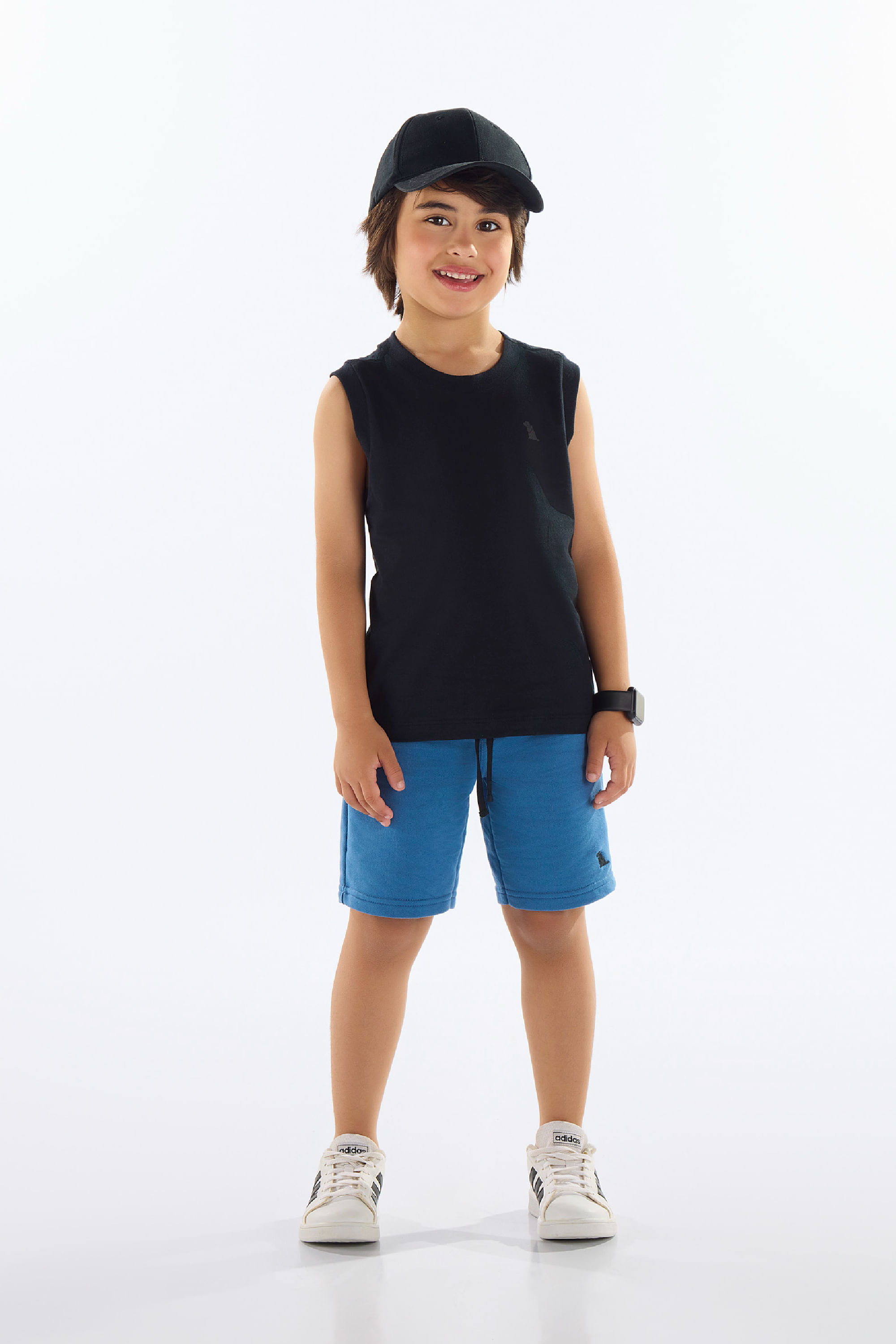 Regata Infantil Masculina em Meia Malha (Preto) Quimby