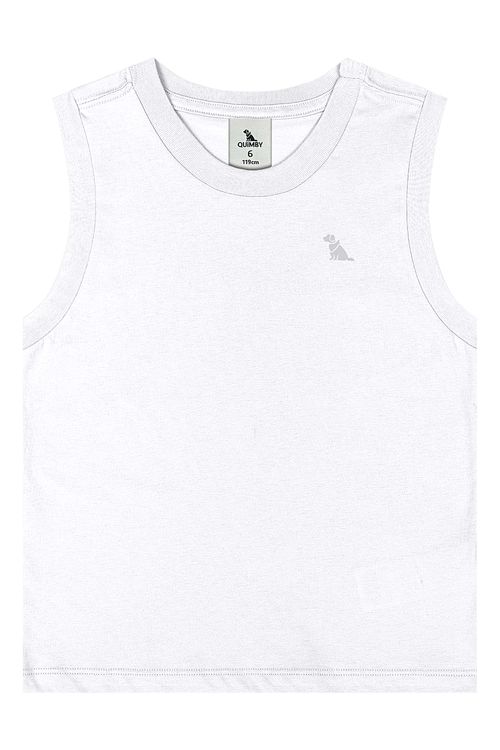 Regata Infantil Masculina em Meia Malha (Branco) Quimby