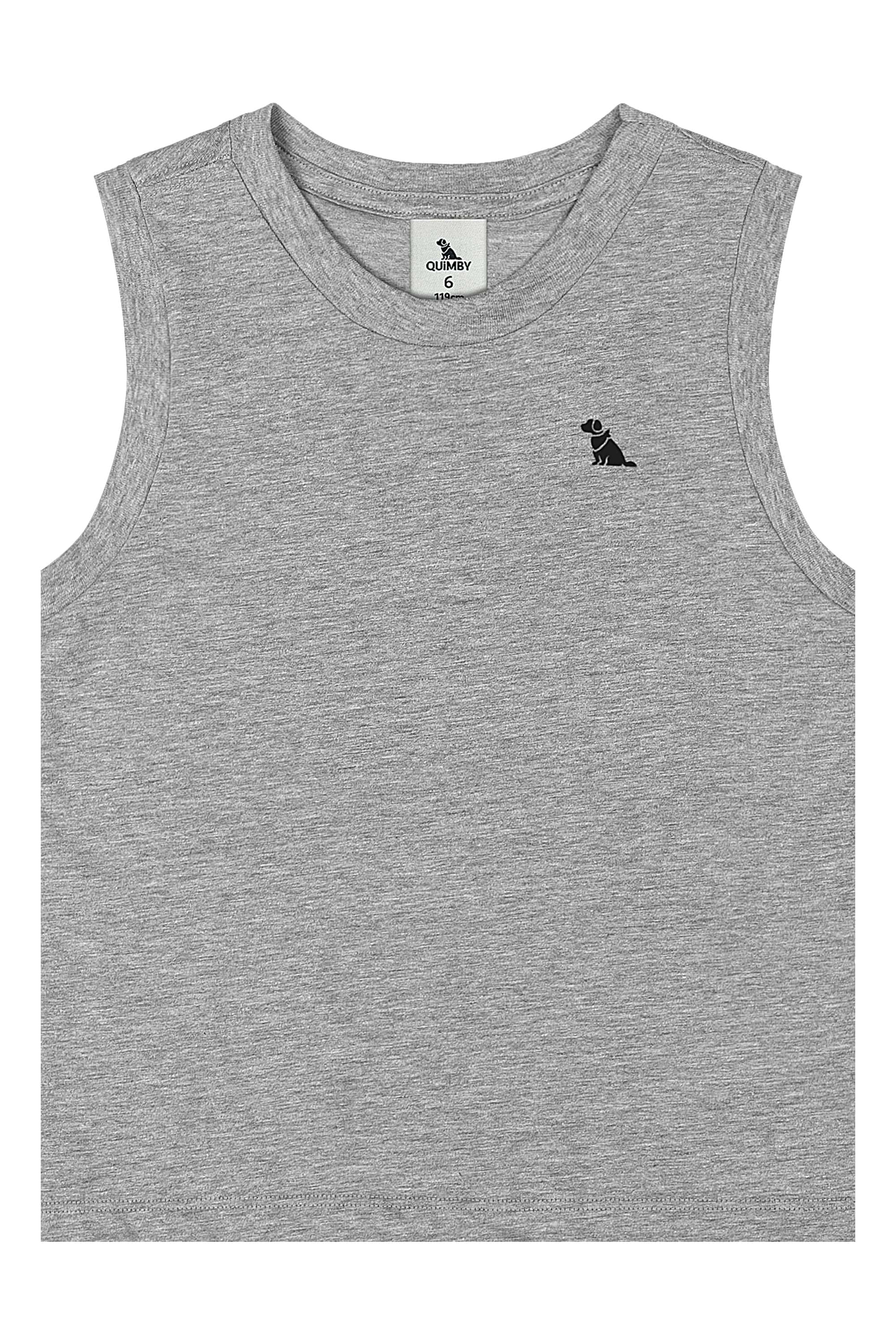 Regata Infantil Masculina em Meia Malha (Cinza) Quimby