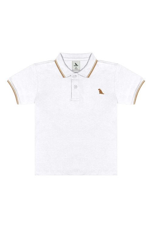 Camisa Polo Infantil Masculina em Piquet com Elastano (Branco) Quimby