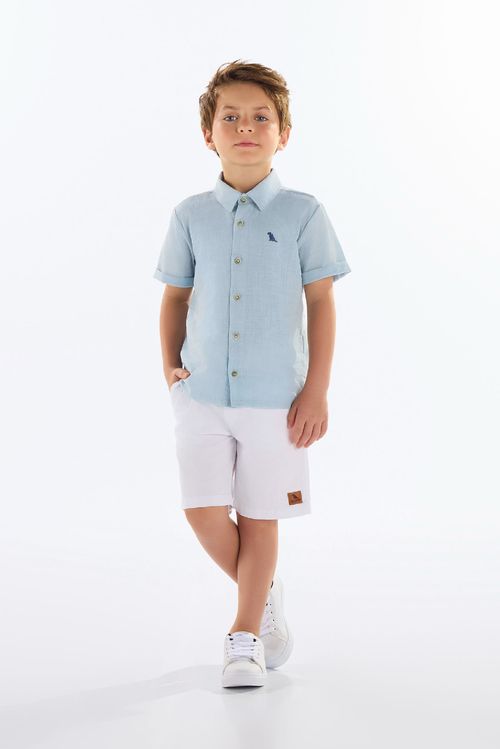 Camisa Infantil Masculina em Cotton (Azul) Quimby