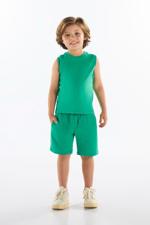 Bermuda Infantil Masculina em Moletom Sem Felpa (Verde) Up Baby