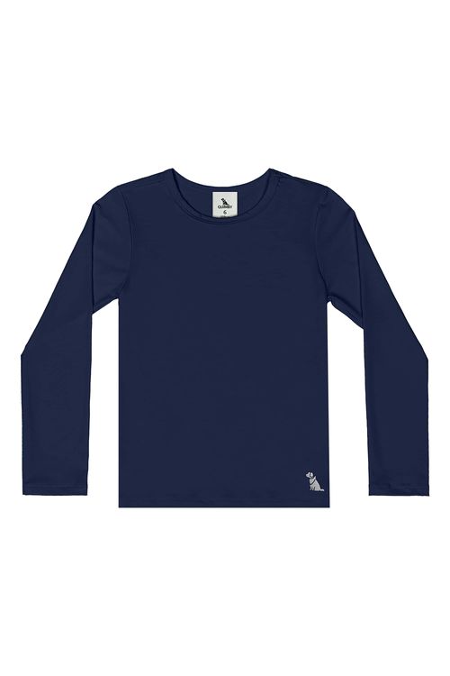 Blusa Unissex em Malha com Proteção UV Dry (Azul Marinho) Quimby