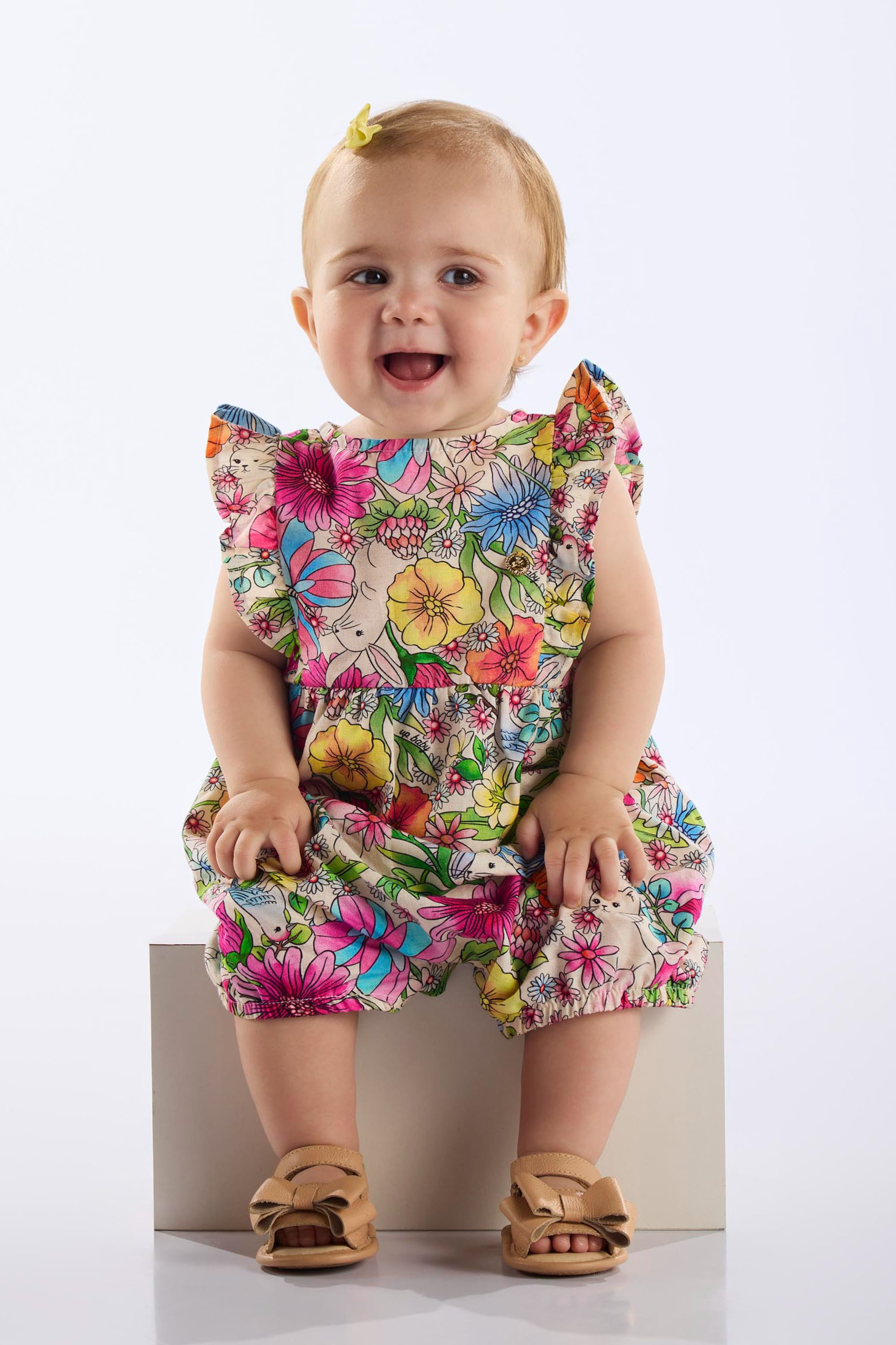 Macaquinho Floral para Bebê Menina (Branco) Up Baby