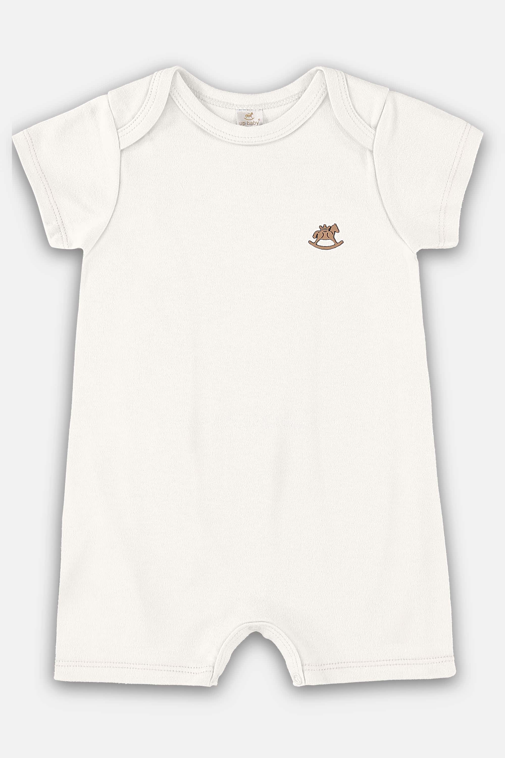 Macaquinho Unissex Bebê em Suedine Essentials (Off White) Up Baby