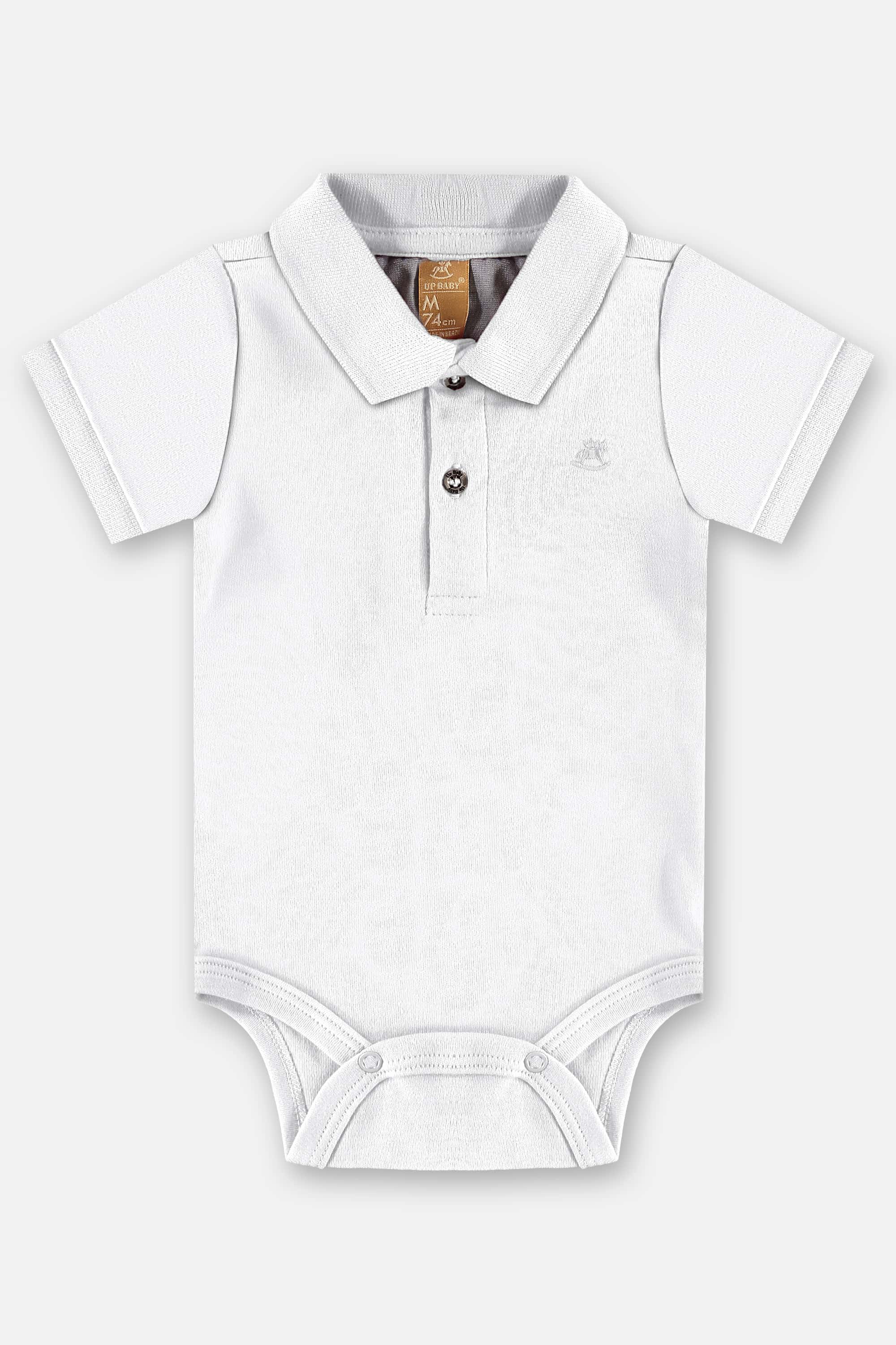 Body Polo em Suedine para Bebê Menino (Branco) Up Baby
