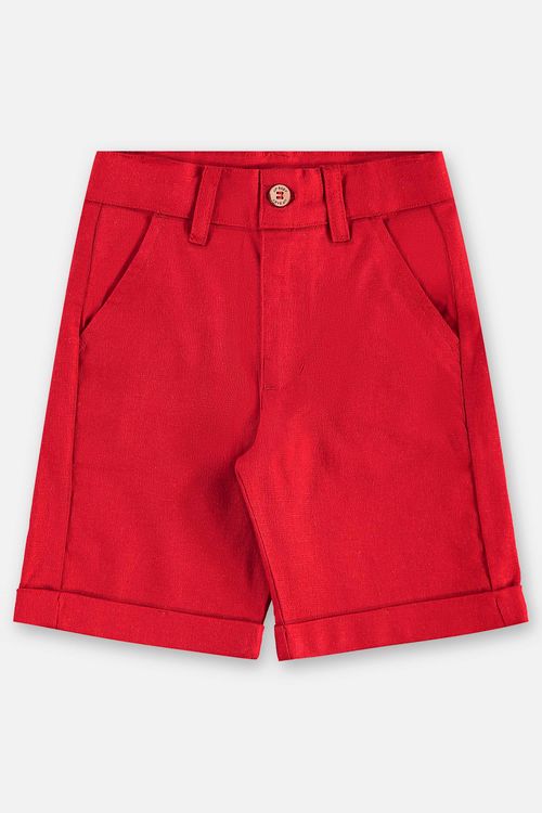 Bermuda Infantil Masculina em Linho (Vermelho) Up Baby