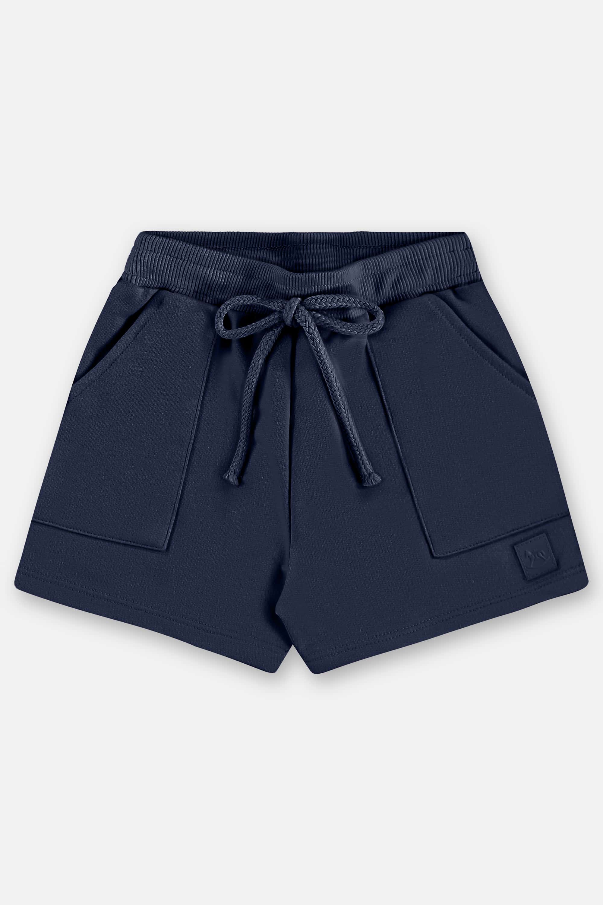 Shorts Básico em Moletom Infantil Feminino (Azul Marinho) Up Baby