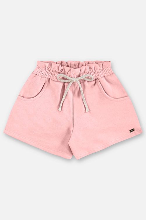 Short Infantil Feminino em Moletom Linho (Rosa) Up Baby