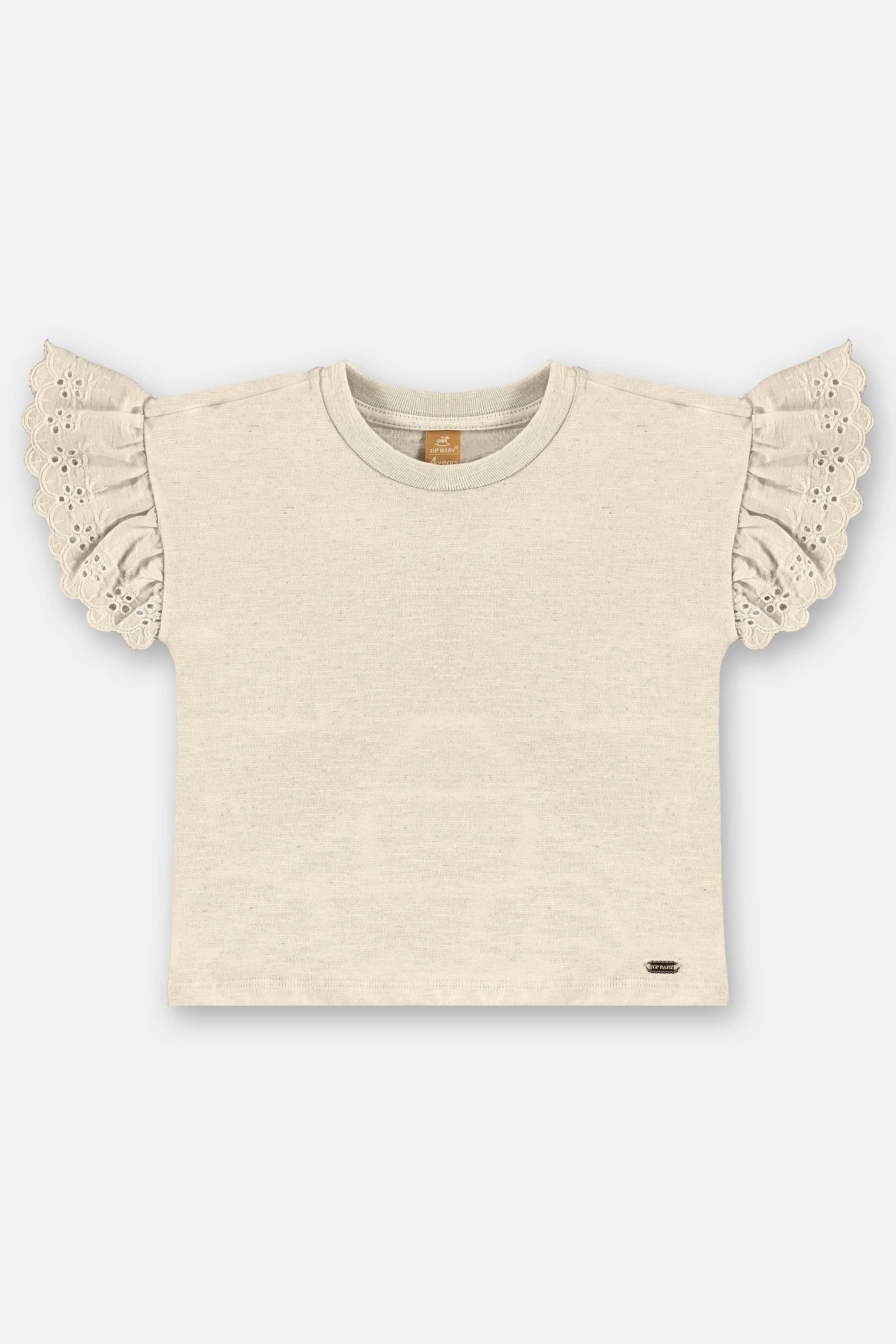 Blusa Infantil Feminina em Algodão com Babados (Bege) Up Baby