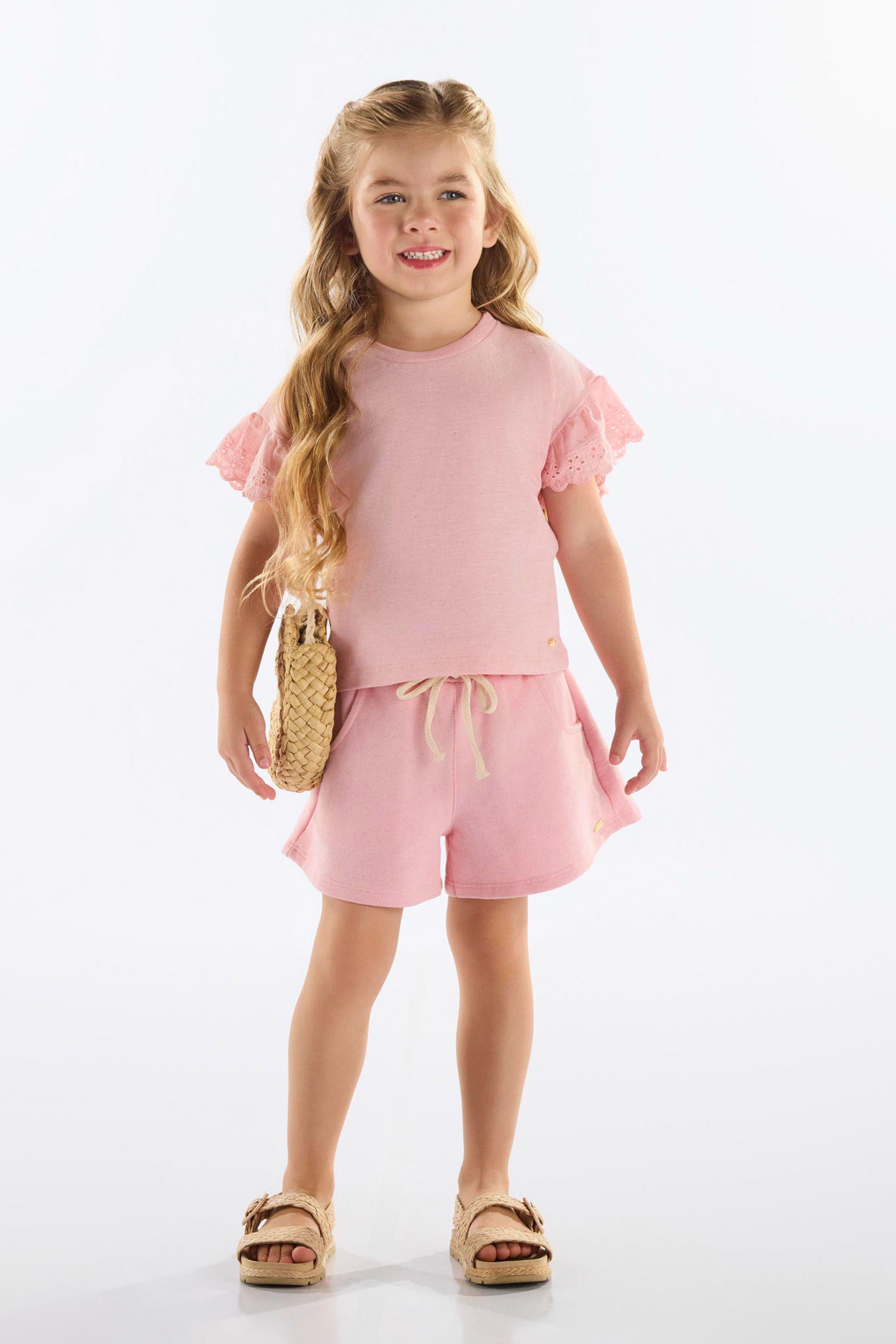 Blusa Infantil Feminina em Algodão com Babados (Rosa) Up Baby