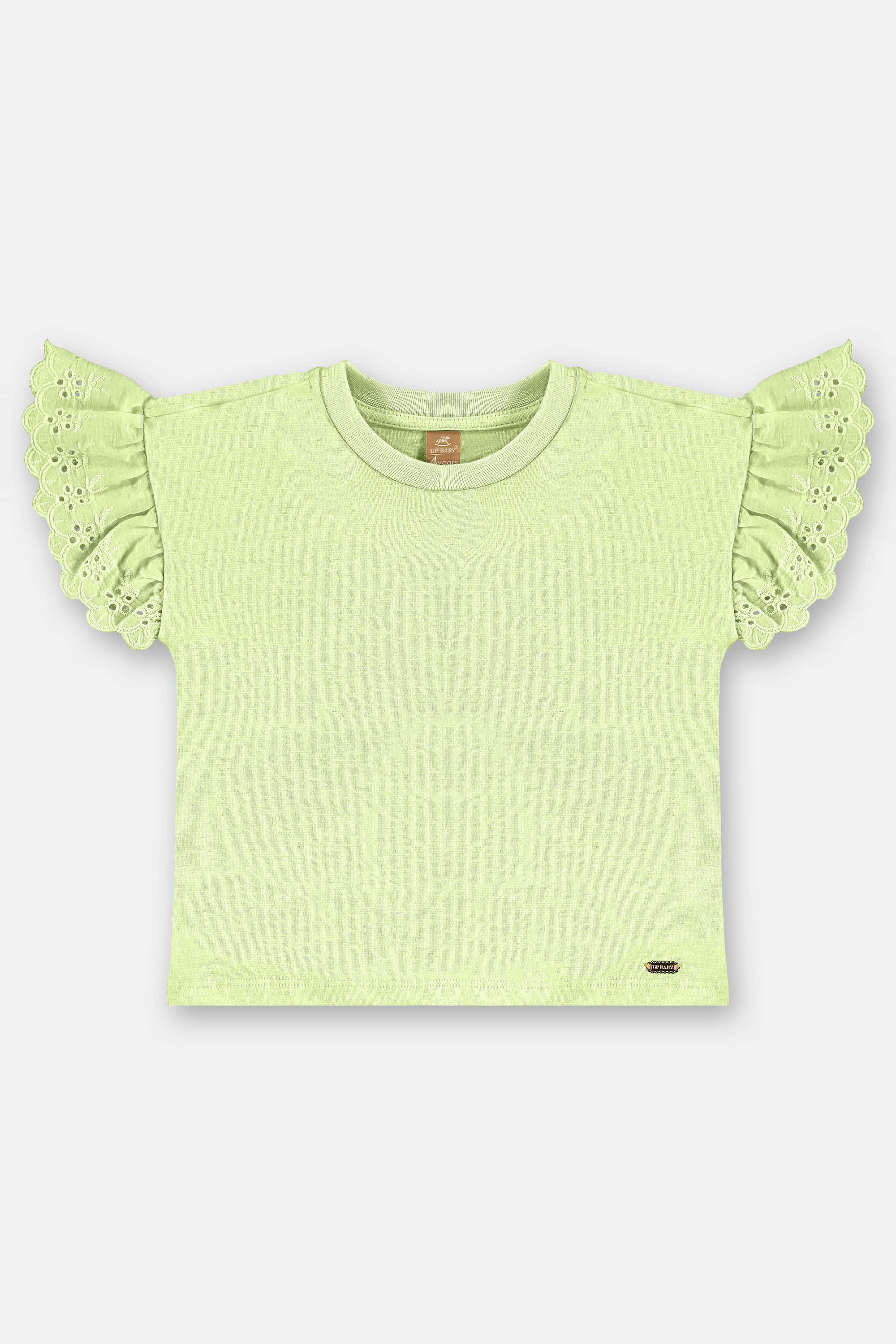 Blusa Infantil Feminina em Algodão com Babados (Verde) Up Baby