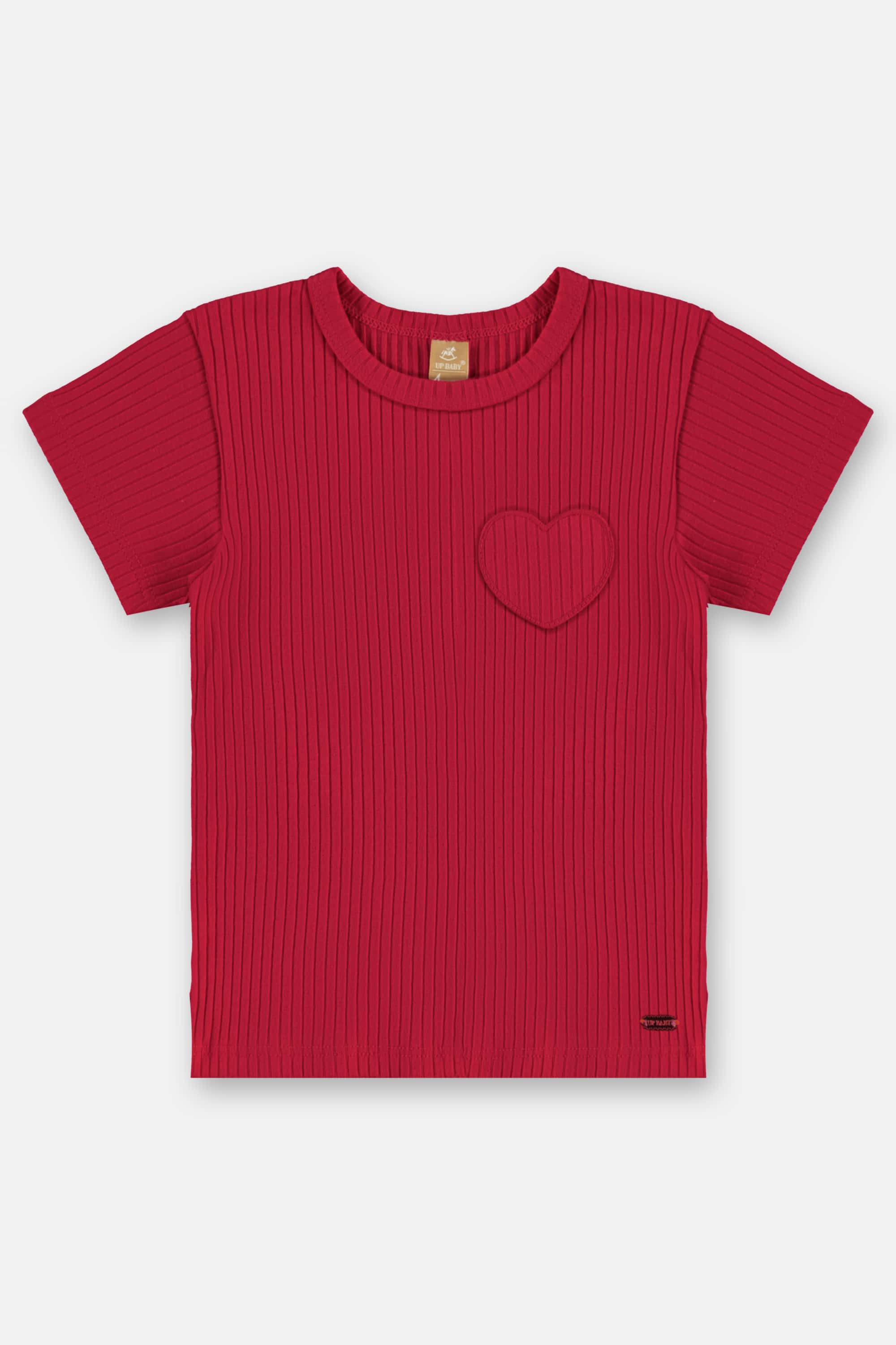 Blusa Infantil Feminina em Ribana Canelada (Vermelho) Up Baby