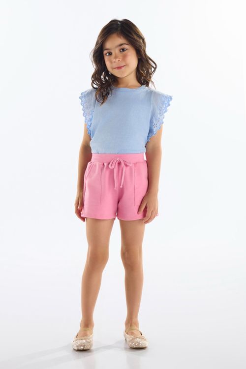 Blusa Infantil Feminina em Algodão (Azul) Up Baby