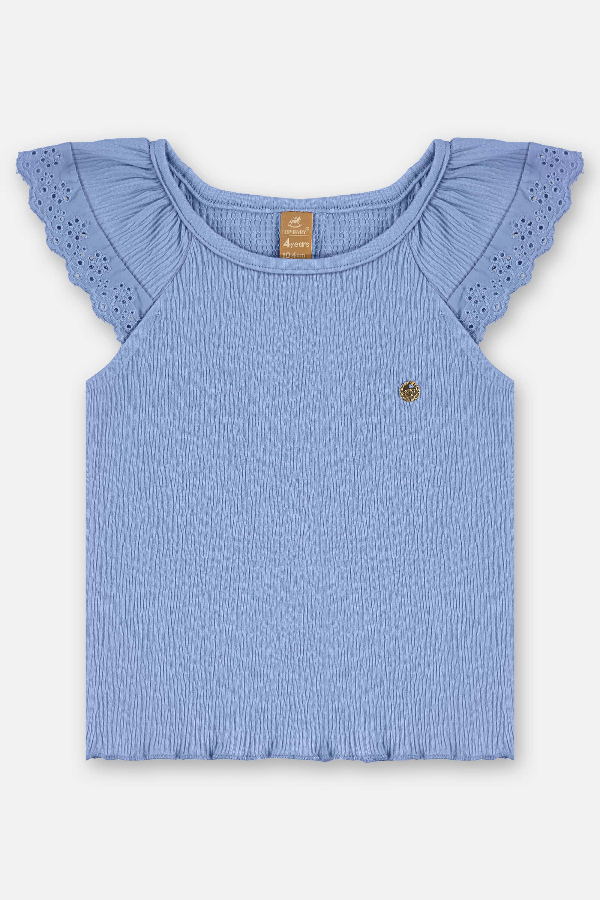 Blusa Infantil Feminina em Algodão Texturizado (Azul) Up Baby