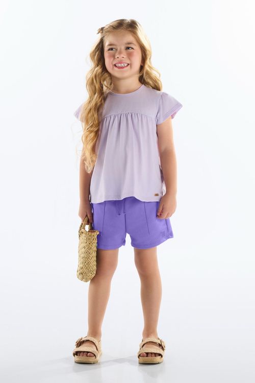 Blusa Básica Infantil Feminina em Algodão (Roxo) Up Baby