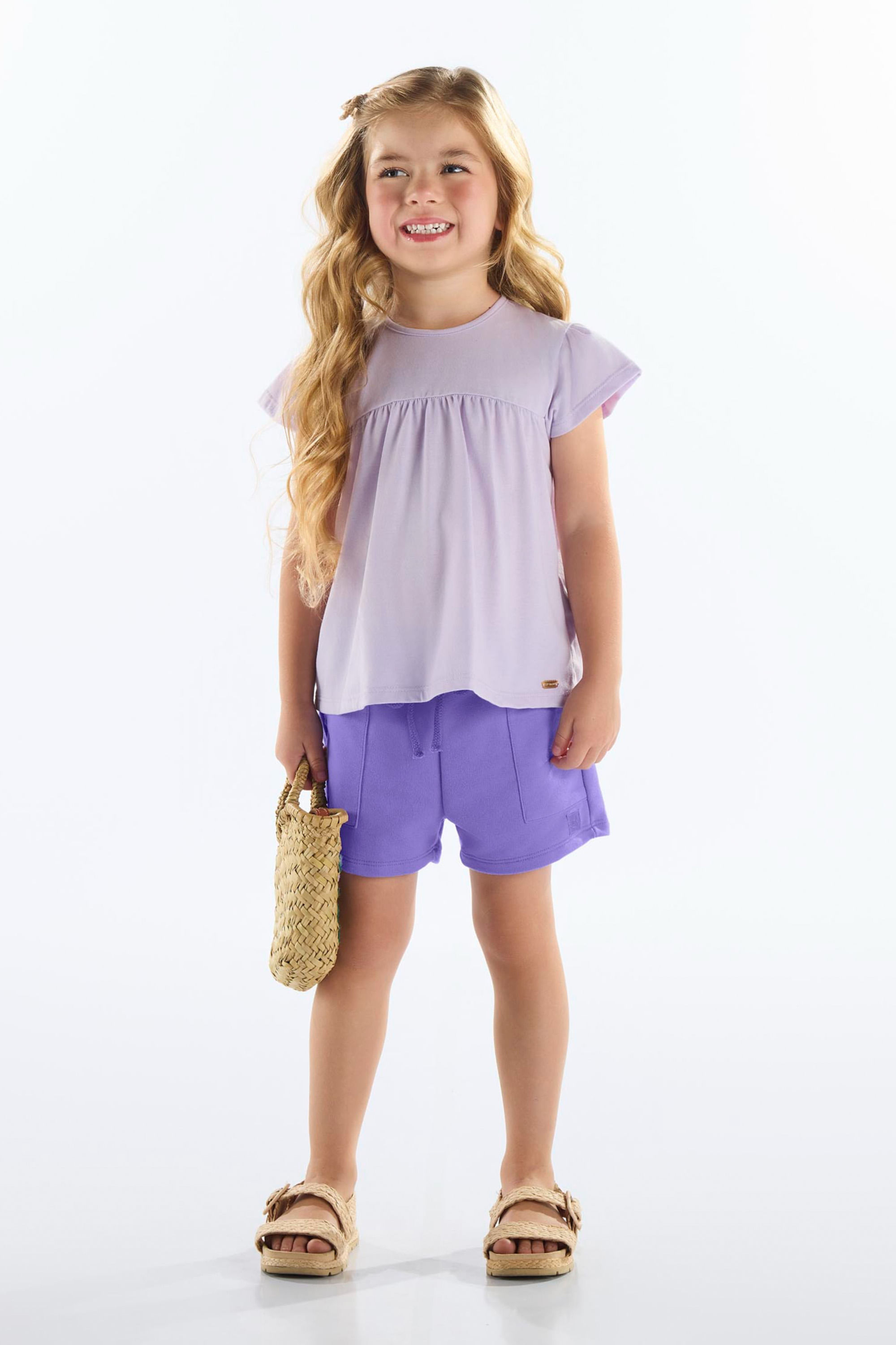 Blusa Básica Infantil Feminina em Algodão (Roxo) Up Baby