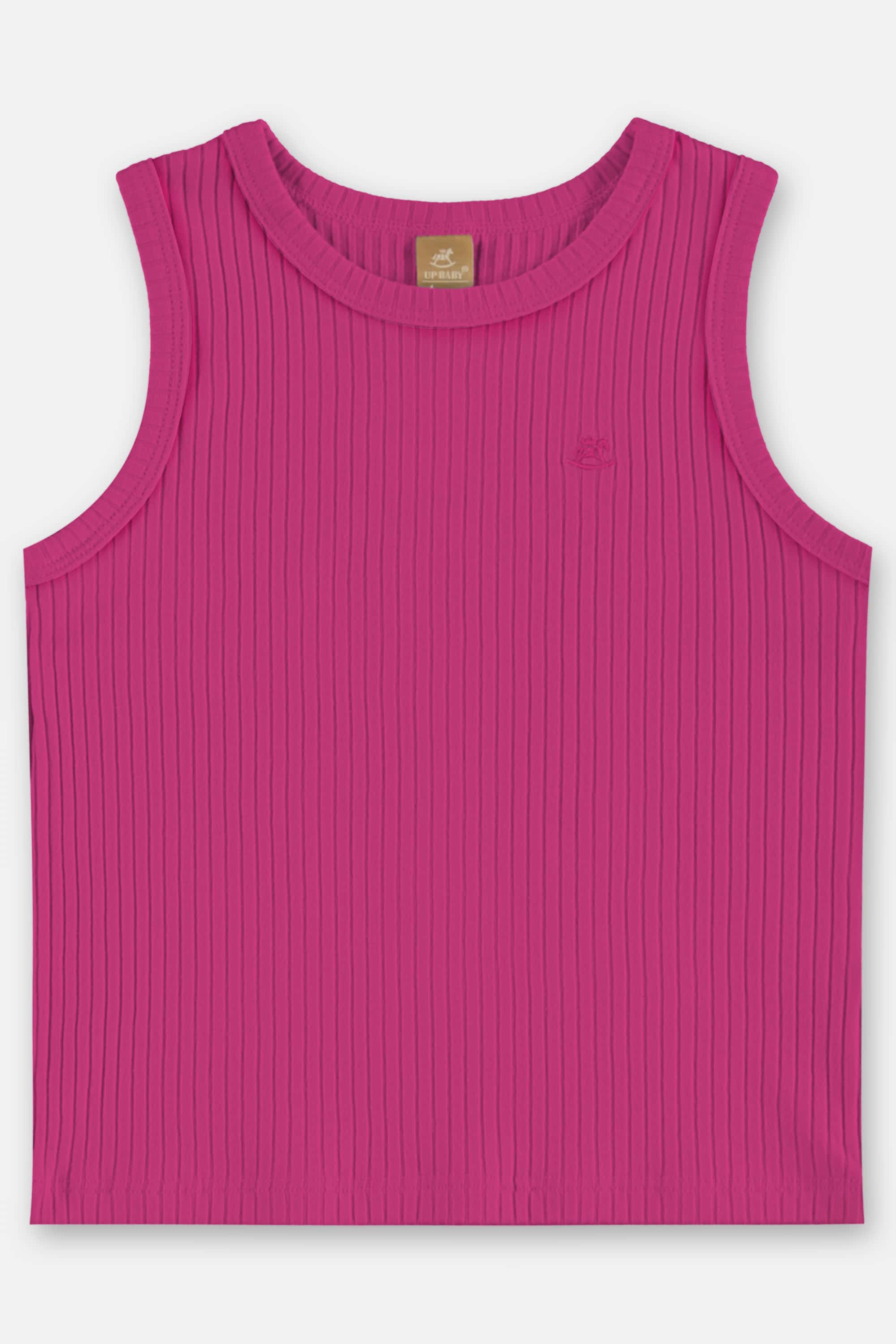 Regata Infantil Feminina em Ribana Canelada (Rosa) Up Baby