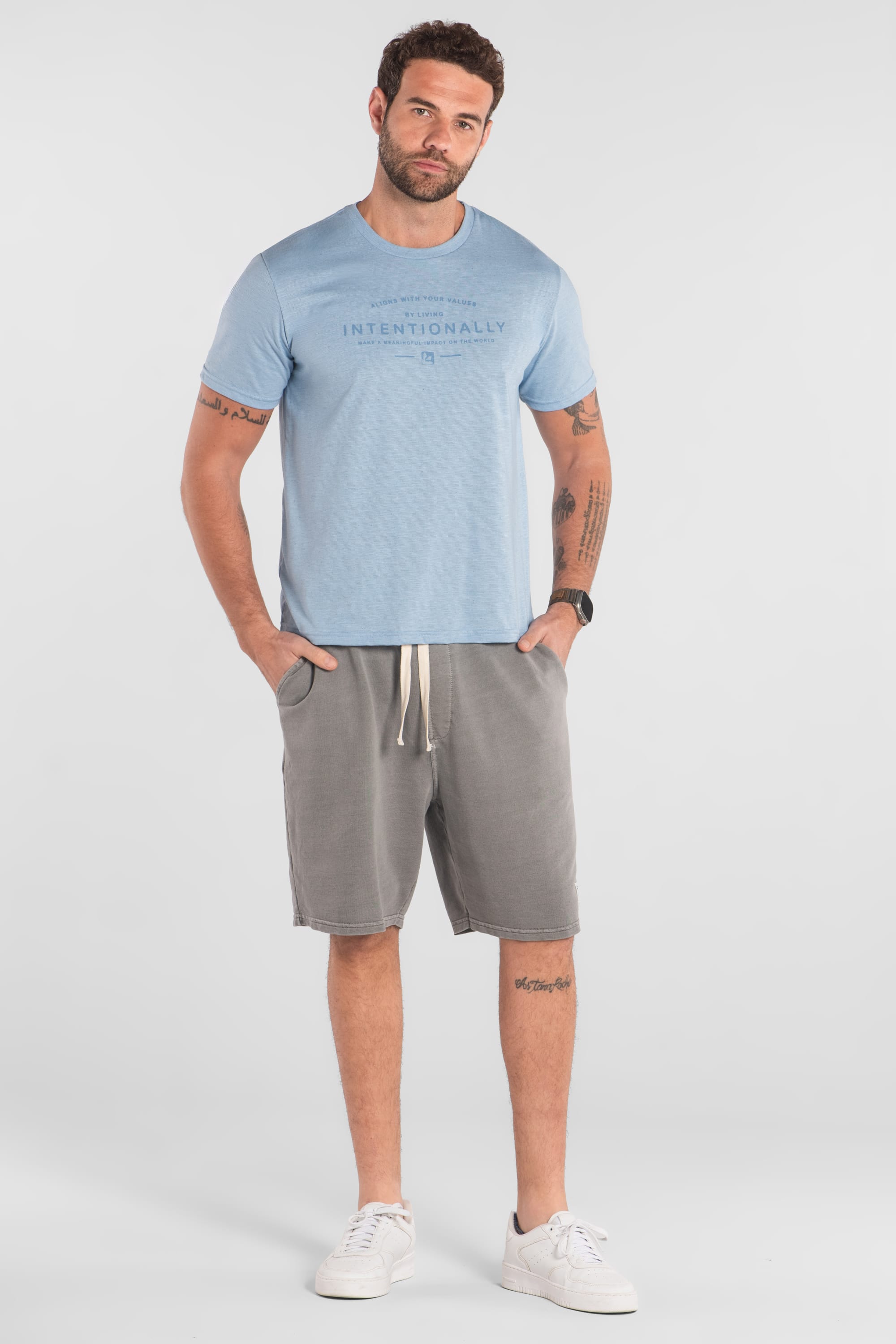 Camiseta Masculina em Algodão com Linho (Azul) The Philippines