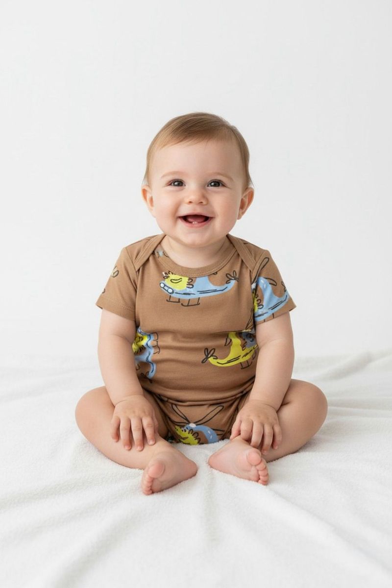 Macaquinho Pijama para Bebê Menino (Marrom) Guloseima