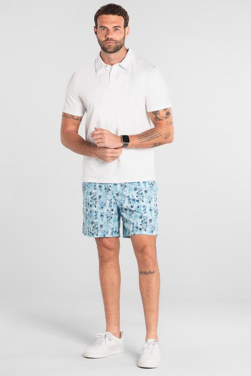 Camisa Polo Masculina Piquet com Elastano (Branco) The Philippines