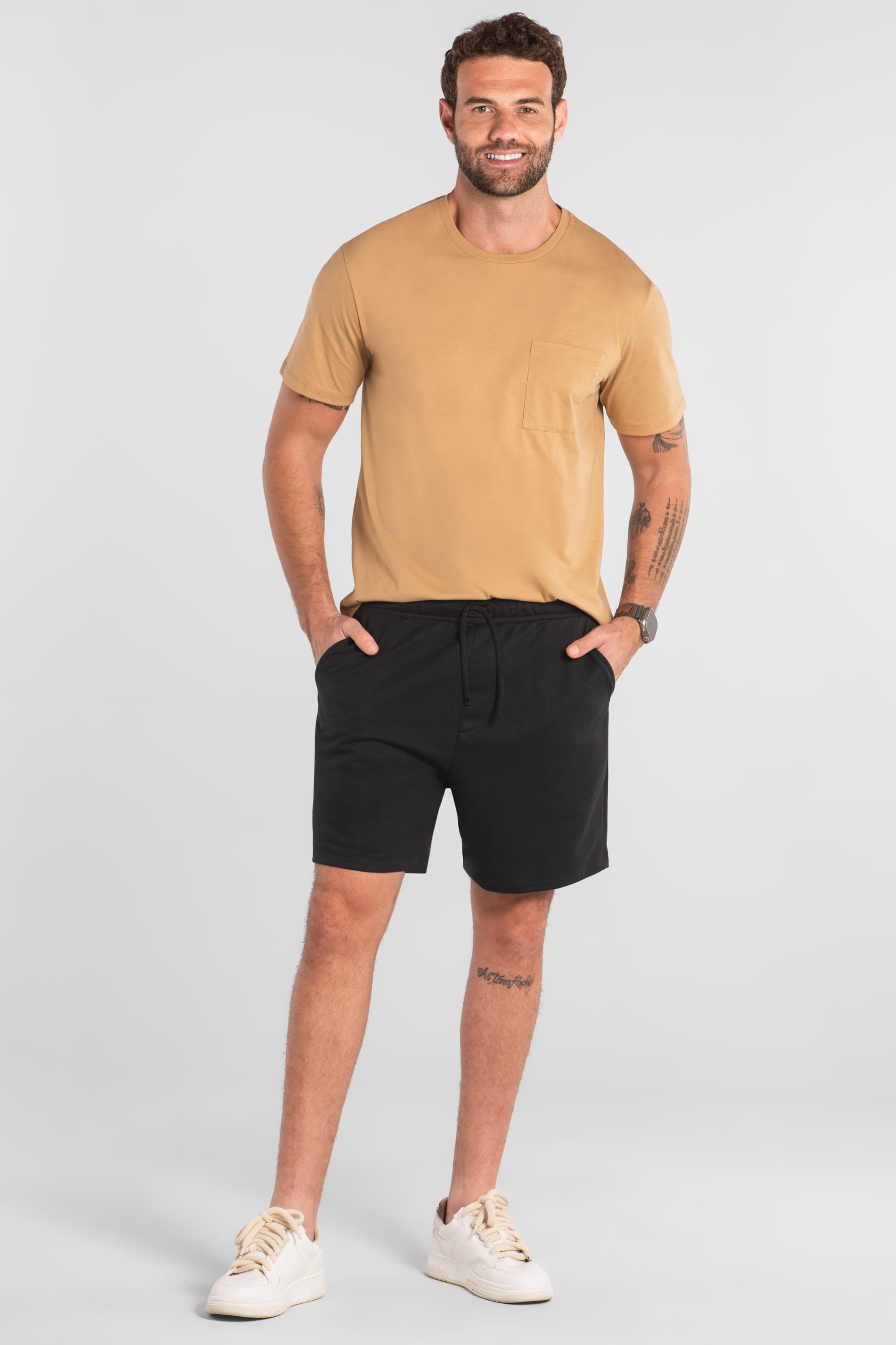 Bermuda Masculina em Moletom Gorgurão (Preto) Just Basic