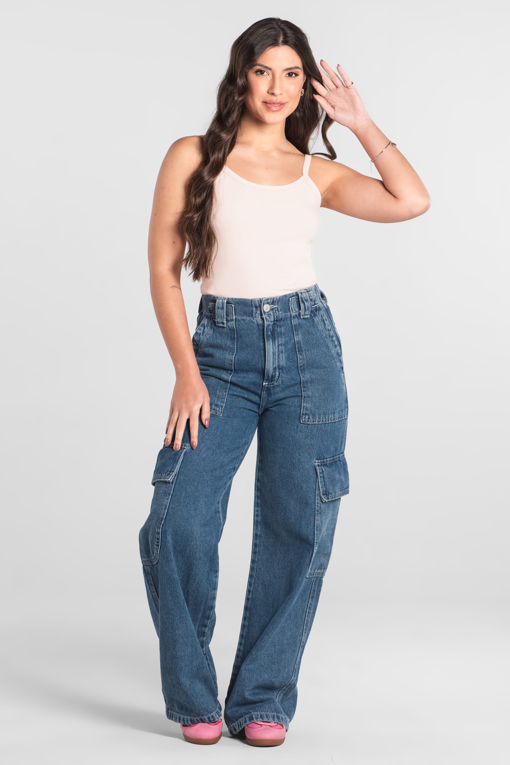 Regata Feminina em Cotton com Alcinhas (Rosa Claro) Just Basic