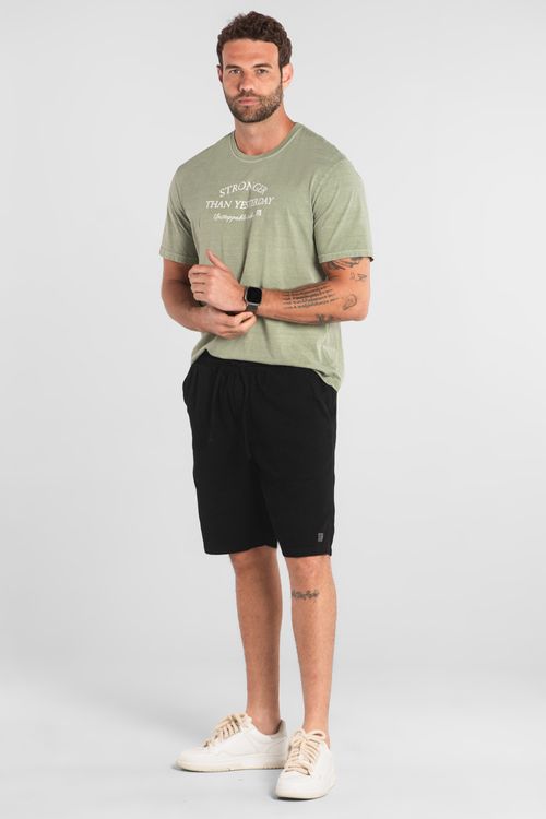 Bermuda Masculina em Sarja com Cordão Ajustável (Preto) The Philippines