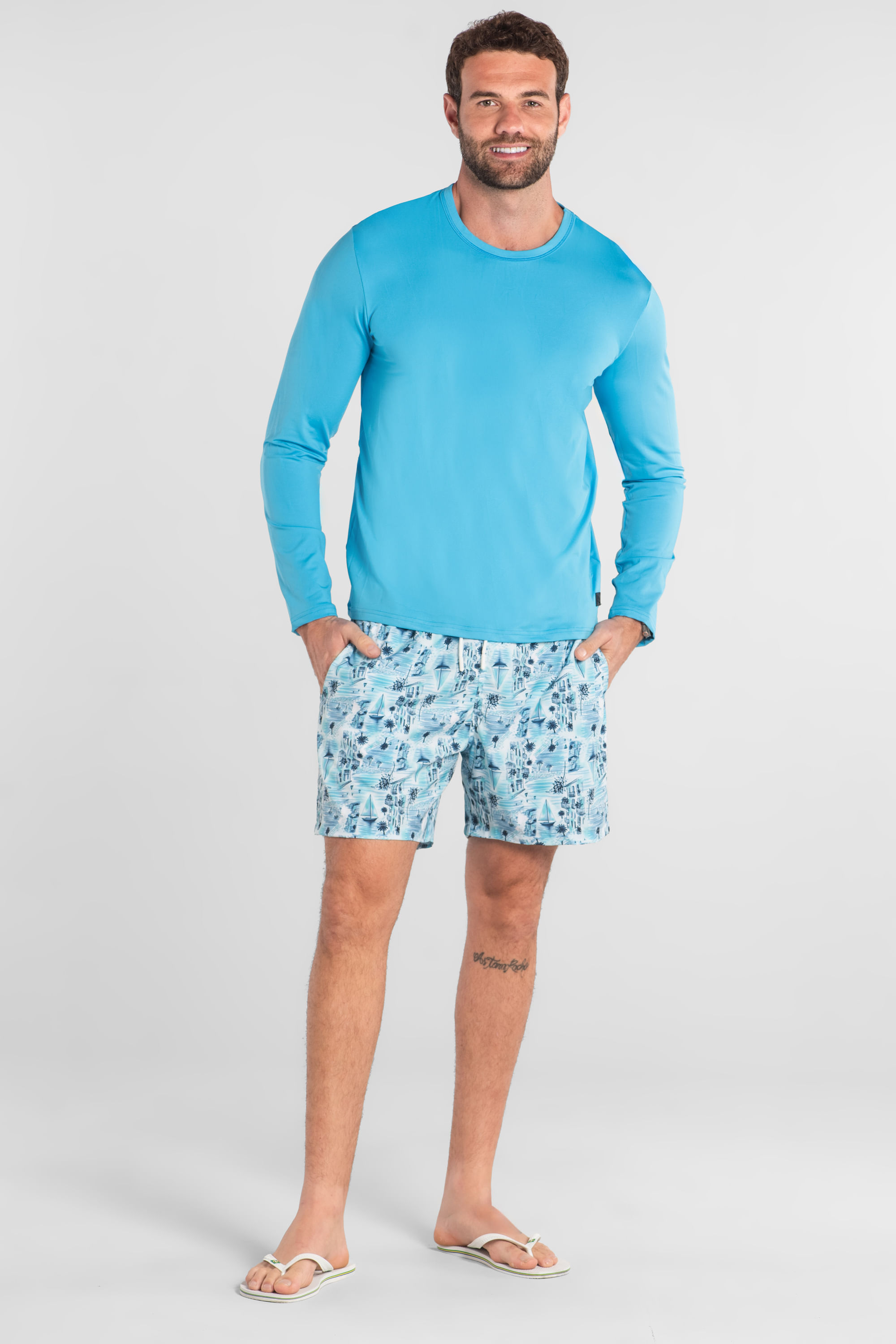 Camiseta Masculina UV DRY Proteção Solar FPS +50 (Azul Claro) The Philippines