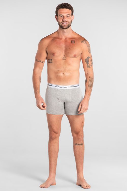 Cueca Boxer em Algodão com Elastano (Cinza) The Philippines