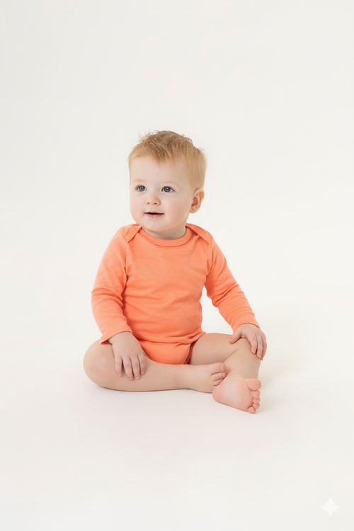 Body Manga Longa Básico Unissex para Bebê (Laranja) Guloseima