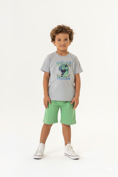 Conjunto com Camiseta e Bermuda para Menino (Cinza) Guloseima